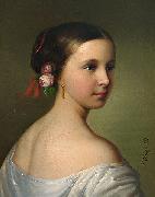 Portrait of a young woman with roses in her hair unknow artist